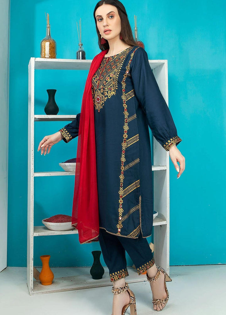 Madame Casual Pret Embroidered Linen 3 Piece Suit MDM21NP 2480