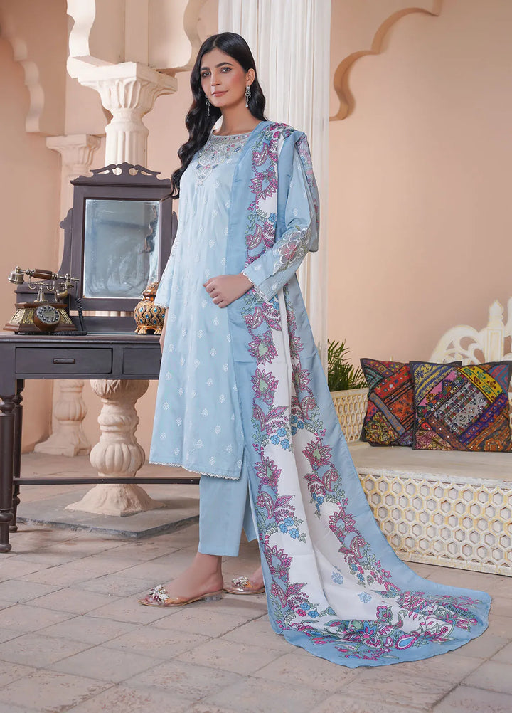 Madame Pret Embroidered Linen 3 Piece Suit 7034