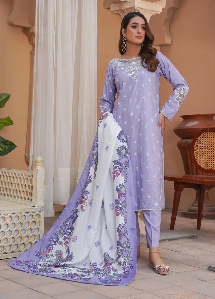 Madame Pret Embroidered Linen 3 Piece Suit 7037