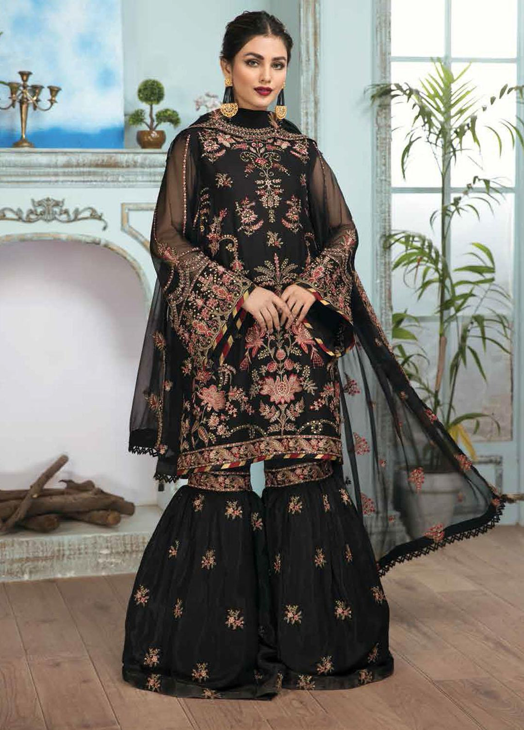 Mah-e-Ru By Alizeh Fashion Embroidered Chiffon Suits Unstitched 3 Piece AFB21MR 02 Shaysar - Luxury Collection