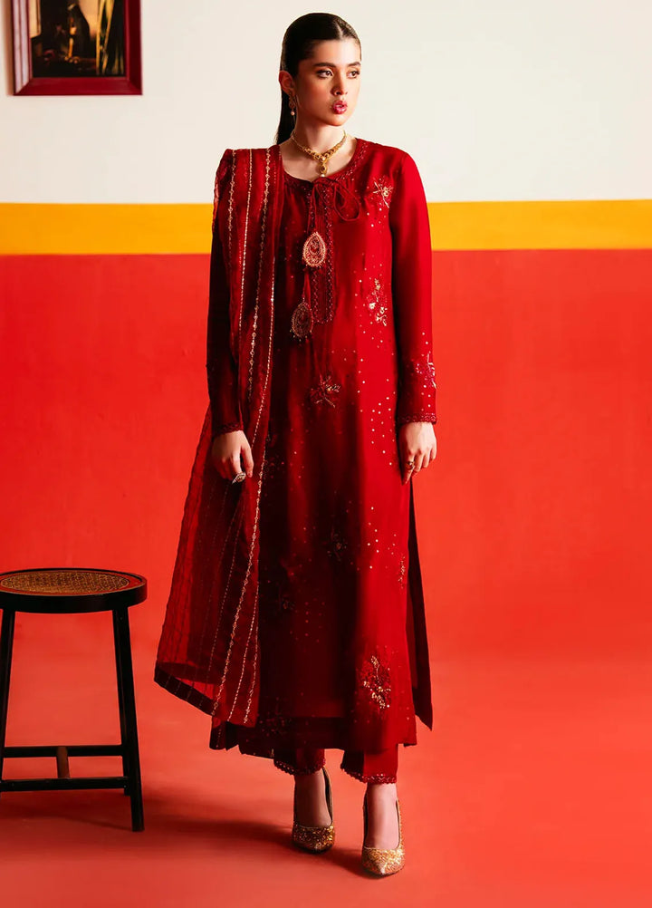 Maham Sultan Embroidered Pret Tussle Silk 3 Piece Suit Amour