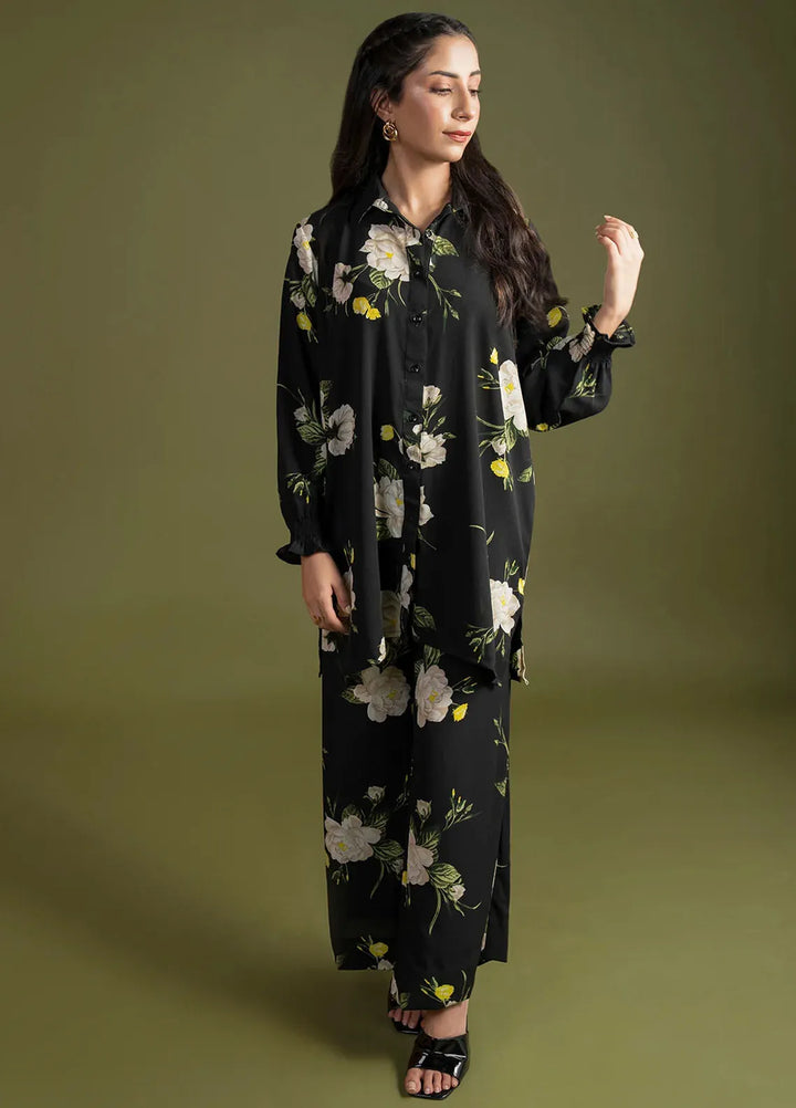 Maham Sultan Pret Printed Georgette 2 Piece Suit Noir