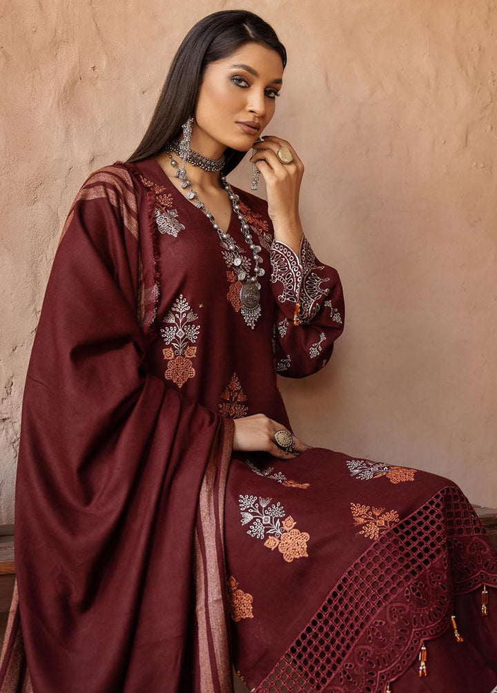 Mahee's By Riaz Arts Embroidered Leather Peach Suits Unstitched 3 Piece RA22-M7 10 - Winter Collection