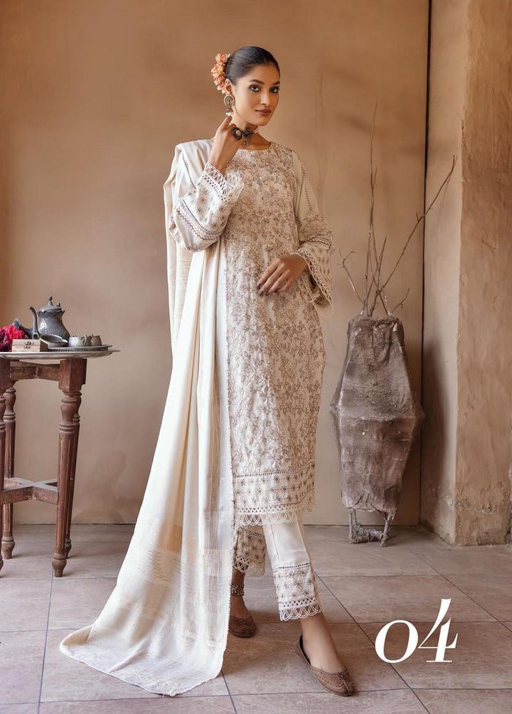 Mahee's By Riaz Arts Embroidered Leather Peach Suits Unstitched 3 Piece RA22-M7 04 - Winter Collection