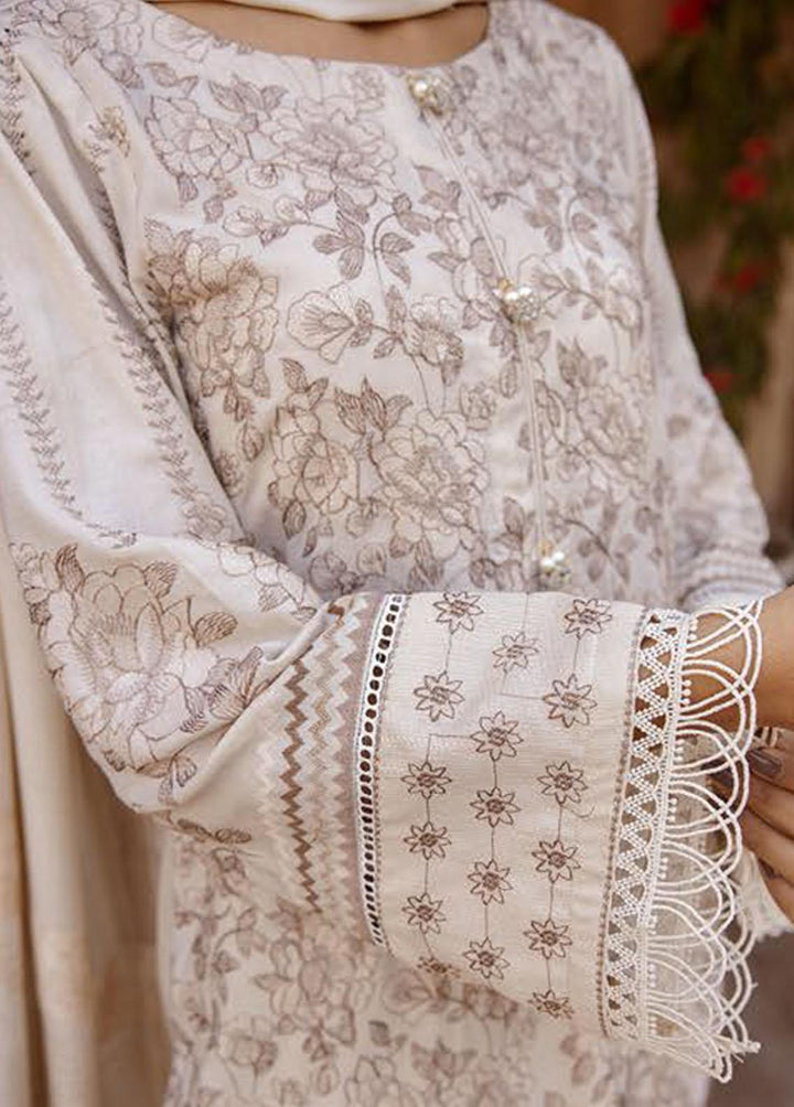 Mahee's By Riaz Arts Embroidered Leather Peach Suits Unstitched 3 Piece RA22-M7 04 - Winter Collection