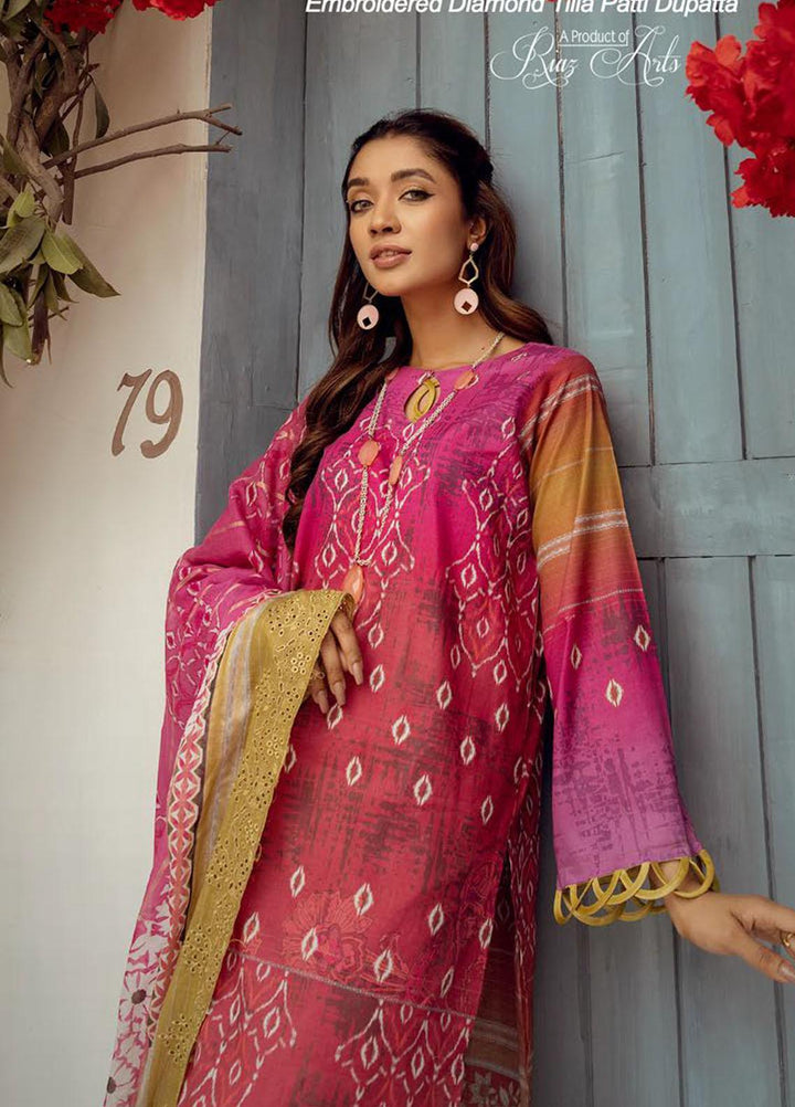 Mahees By Riaz Arts Embroidered Lawn Suits Unstitched 3 Piece RA23-M8 D-1 - Summer Collection