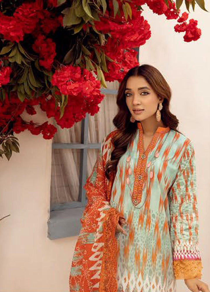 Mahees By Riaz Arts Embroidered Lawn Suits Unstitched 3 Piece RA23-M8 D-8 - Summer Collection