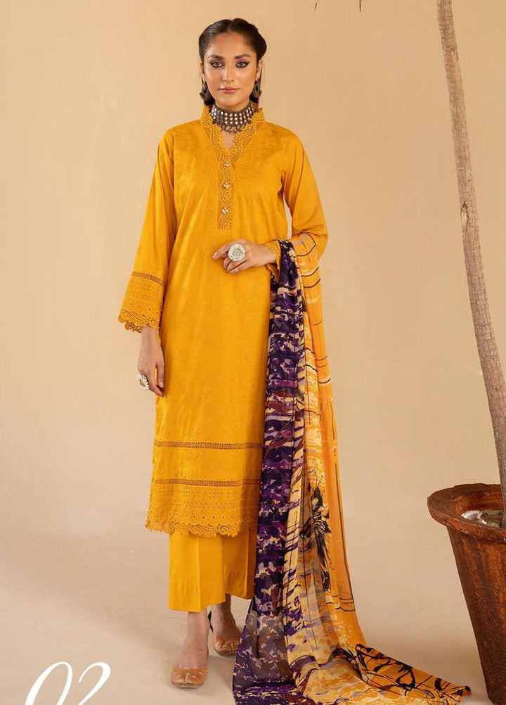 Mahees By Riaz Arts Embroidered Lawn Suits Unstitched 3 Piece RA23M-V33 D-02 - Summer Collection