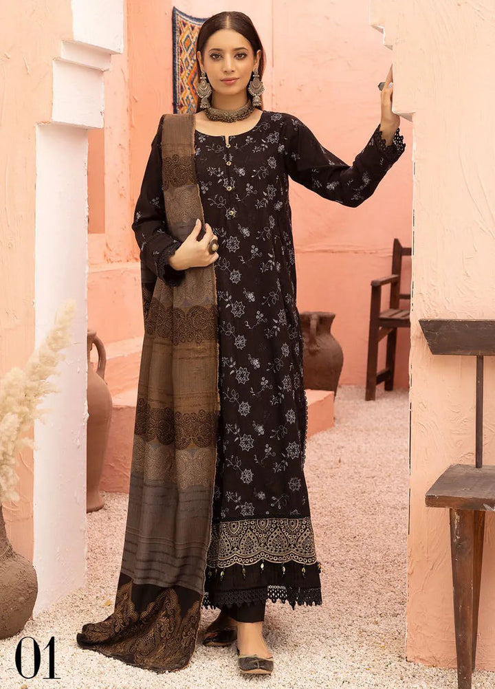 Mahees By Riaz Arts Embroidered Leather Peach Suit Unstitched 3 Piece RA24ZP D-01 - Winter Collection