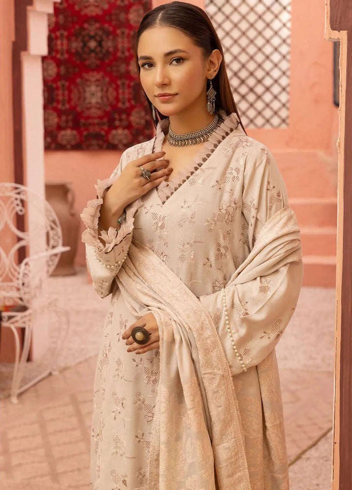 Mahees By Riaz Arts Embroidered Leather Peach Suit Unstitched 3 Piece RA24ZP D-02 - Winter Collection