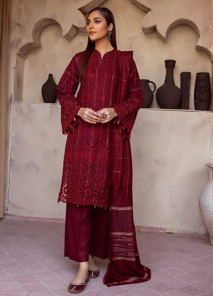 Mahees by Riaz Arts Embroidered Leather Peach Suits Unstitched 3 Piece RA24ML D-03 - Winter Collection