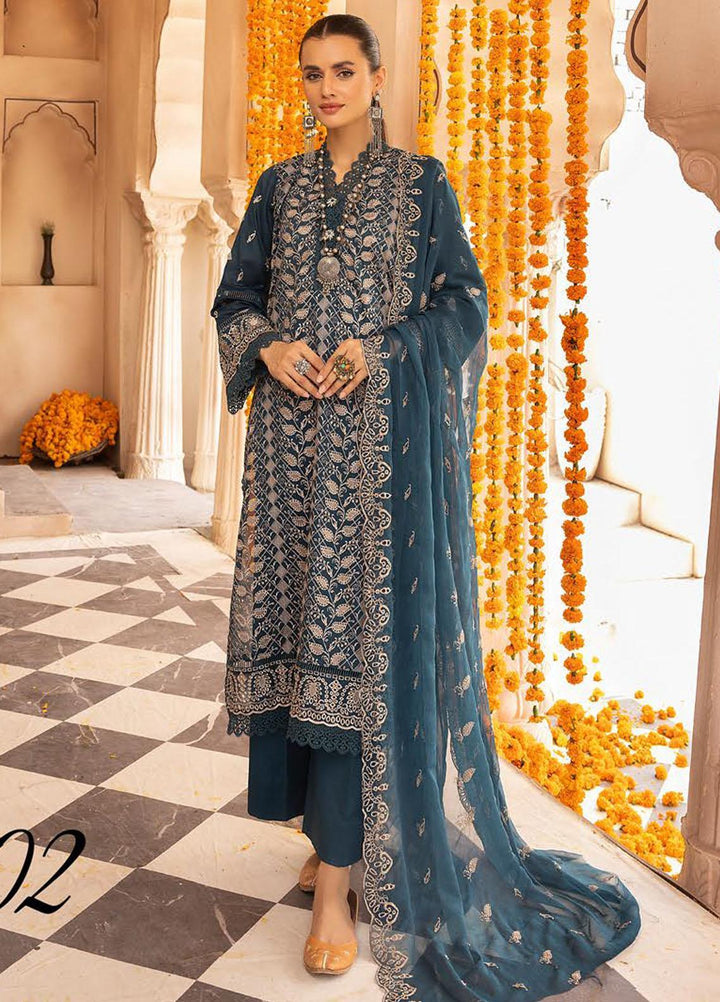 Mahees By Riaz Arts Embroidered Lawn Suits Unstitched 3 Piece RA23M-V28 D-02 - Summer Collection