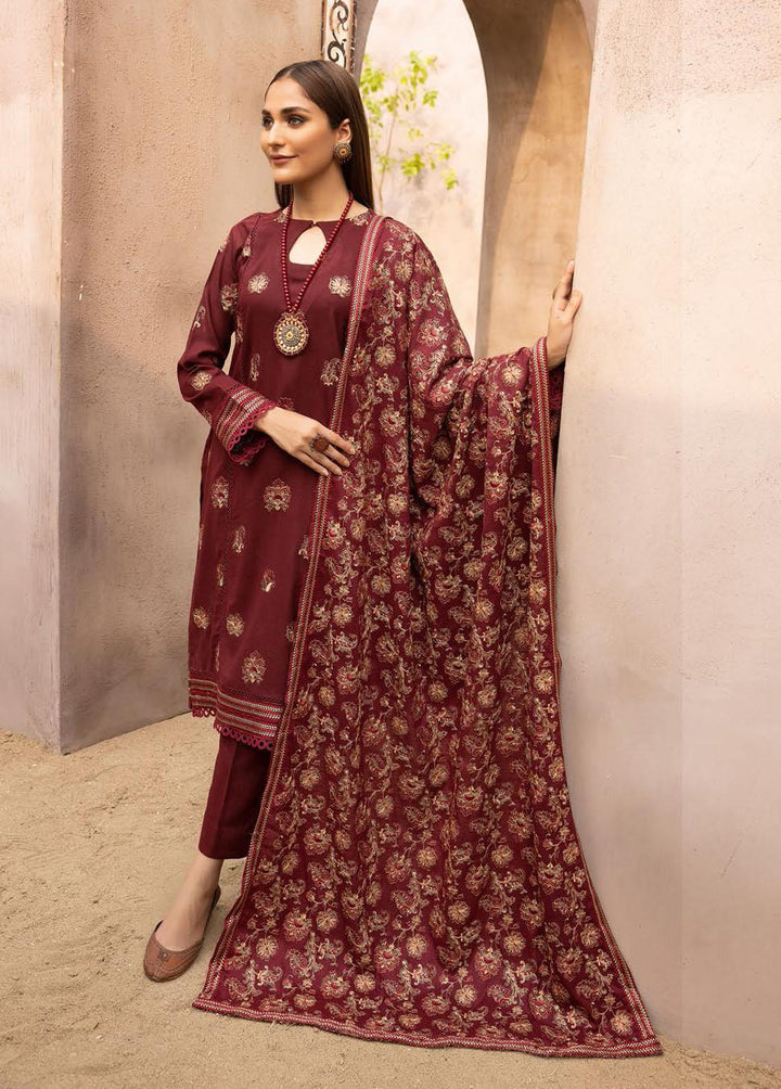 Mahees By Riaz Arts Embroidered Leather Peach Suits Unstitched 3 Piece RA22MP 12 - Winter Collection