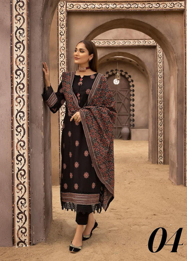 Mahees By Riaz Arts Embroidered Leather Peach Suits Unstitched 3 Piece RA22MP 04 - Winter Collection