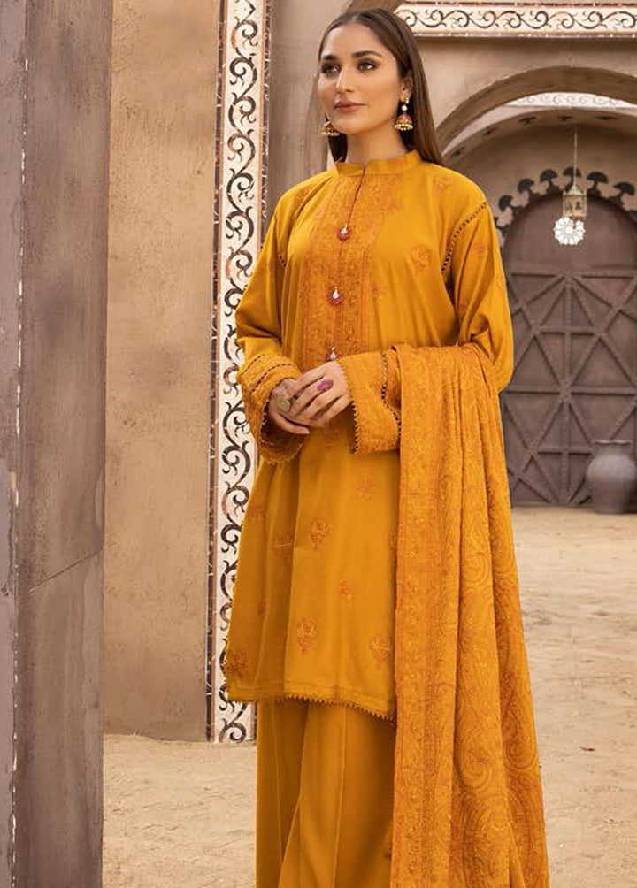 Mahees By Riaz Arts Embroidered Leather Peach Suits Unstitched 3 Piece RA22MP 08 - Winter Collection