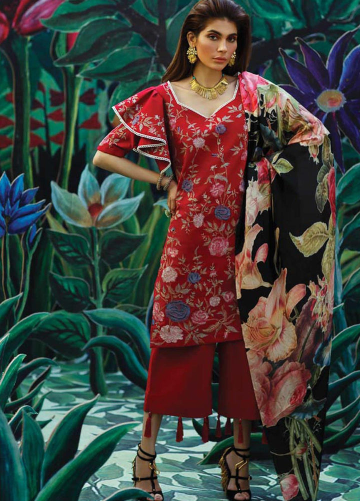 Mahgul Embroidered Lawn Suits Unstitched 3 Piece MG21LR MLL21-08 - Luxury Collection