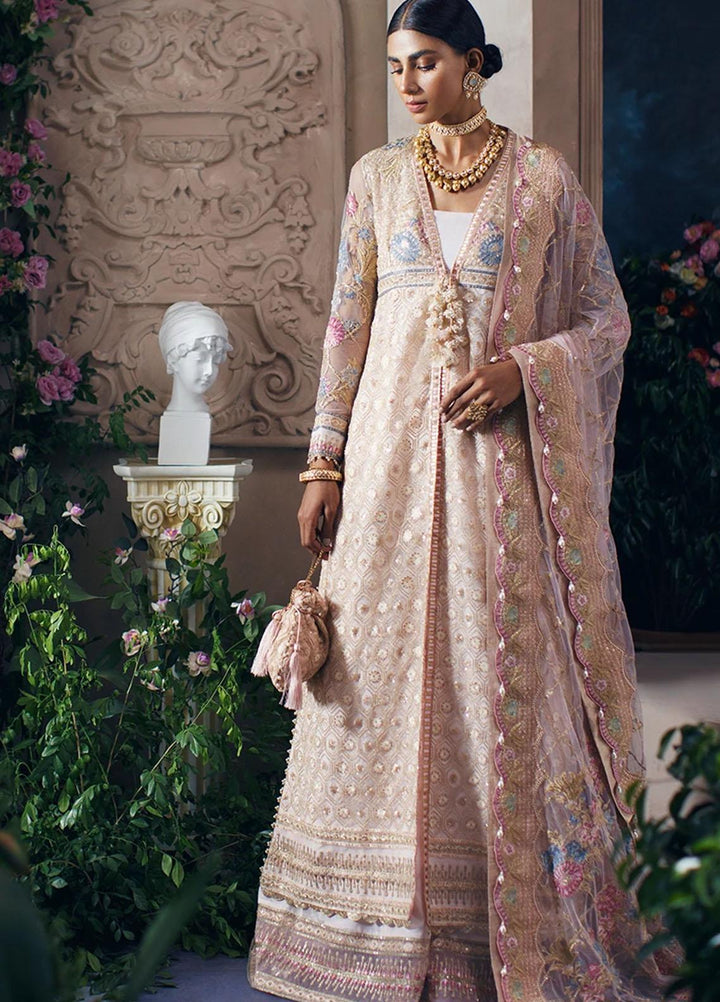 Mahgul Embroidered Net Suits Unstitched 3 Piece MG21WU MWC-06 Rose Quartz - Wedding Formals Collection