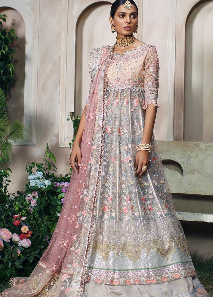 Mahgul Embroidered Net Suits Unstitched 3 Piece MG21WU MWC-08 Amethyst Bloom - Wedding Formals Collection