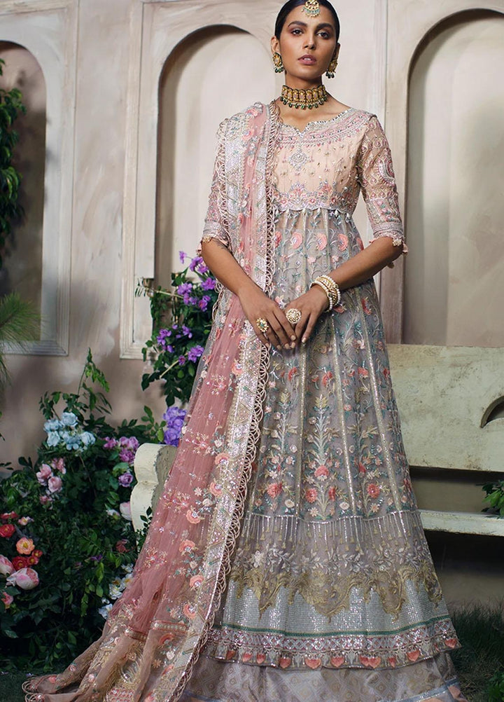 Mahgul Embroidered Net Suits Unstitched 3 Piece MG21WU MWC-08 Amethyst Bloom - Wedding Formals Collection