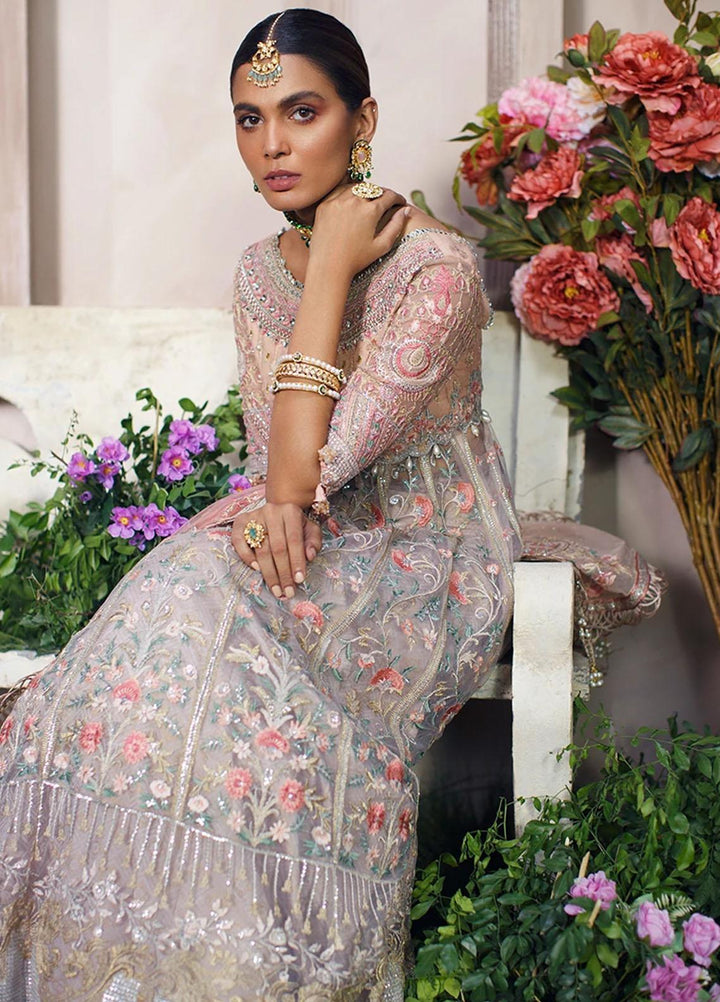 Mahgul Embroidered Net Suits Unstitched 3 Piece MG21WU MWC-08 Amethyst Bloom - Wedding Formals Collection