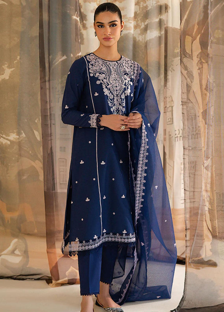 Mahiri By Cross Stitch Embroidered Lawn Suits Unstitched 3 Piece CS23M-V4 Cobalt Bloom - Summer Collection