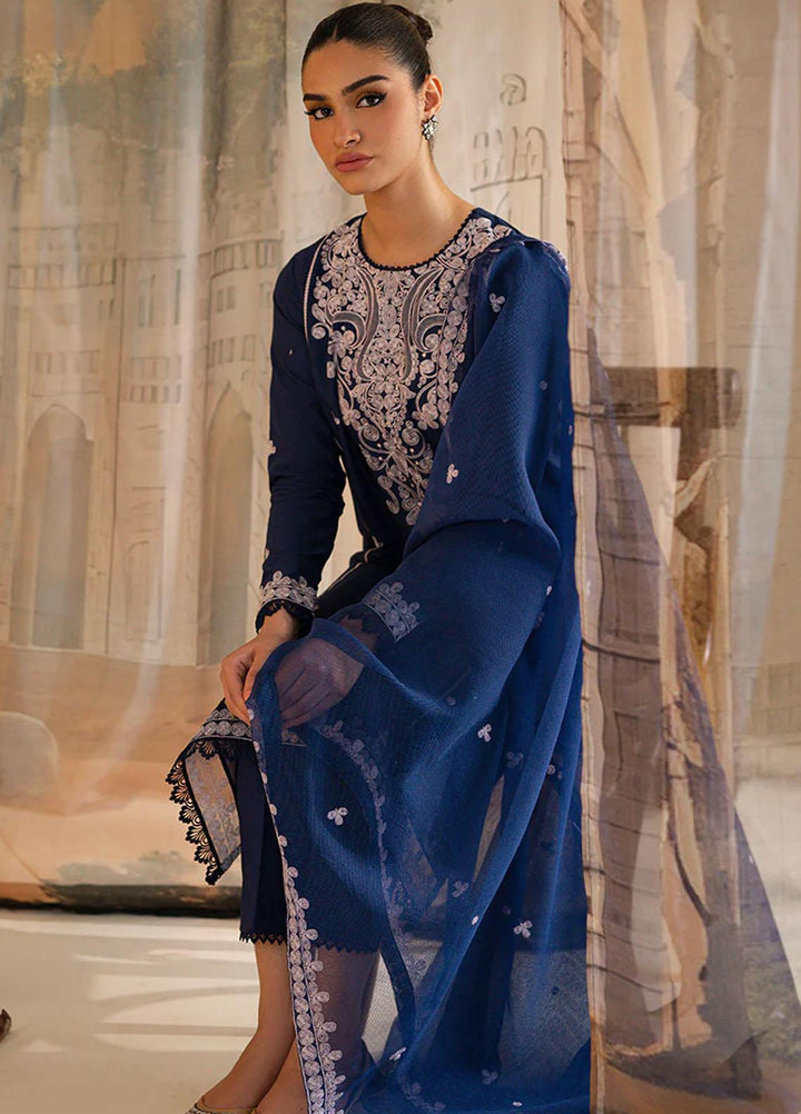 Mahiri By Cross Stitch Embroidered Lawn Suits Unstitched 3 Piece CS23M-V4 Cobalt Bloom - Summer Collection