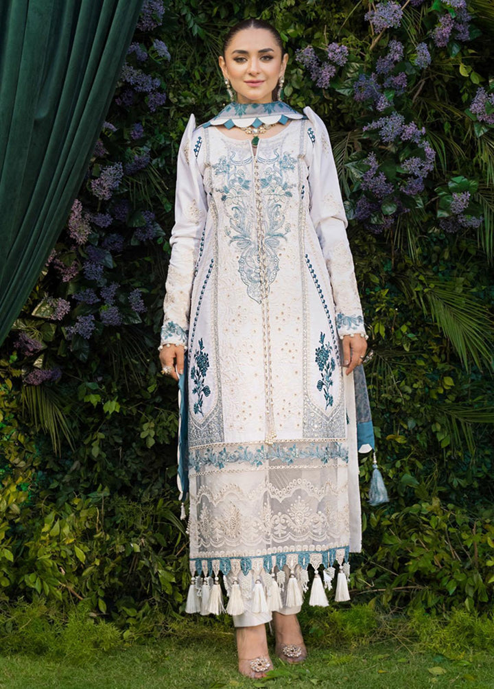 Mahiymaan By Al Zohaib Embroidered Lawn Suits Unstitched 3 Piece MAH23LE D-11 - Luxury Eid Collection