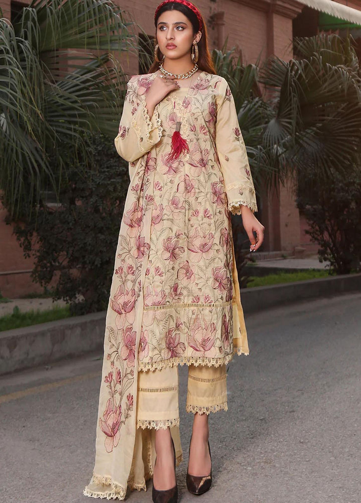 Mahnur Embroidered Lawn Suits Unstitched 3 Piece MN23L-V2 D-08 - Summer Collection