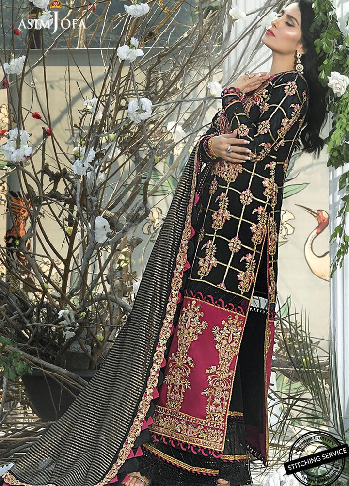 Mahsa By Asim Jofa Embroidered Silk Suits Unstitched 3 Piece AJ21M 01 - Festive Collection