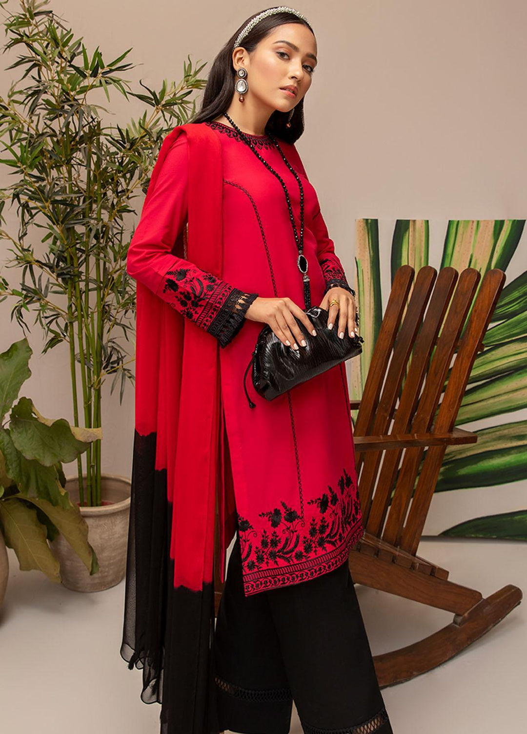 Mahum Asad Embroidered Lawn Stitched Kurtis 03 DAS ROT