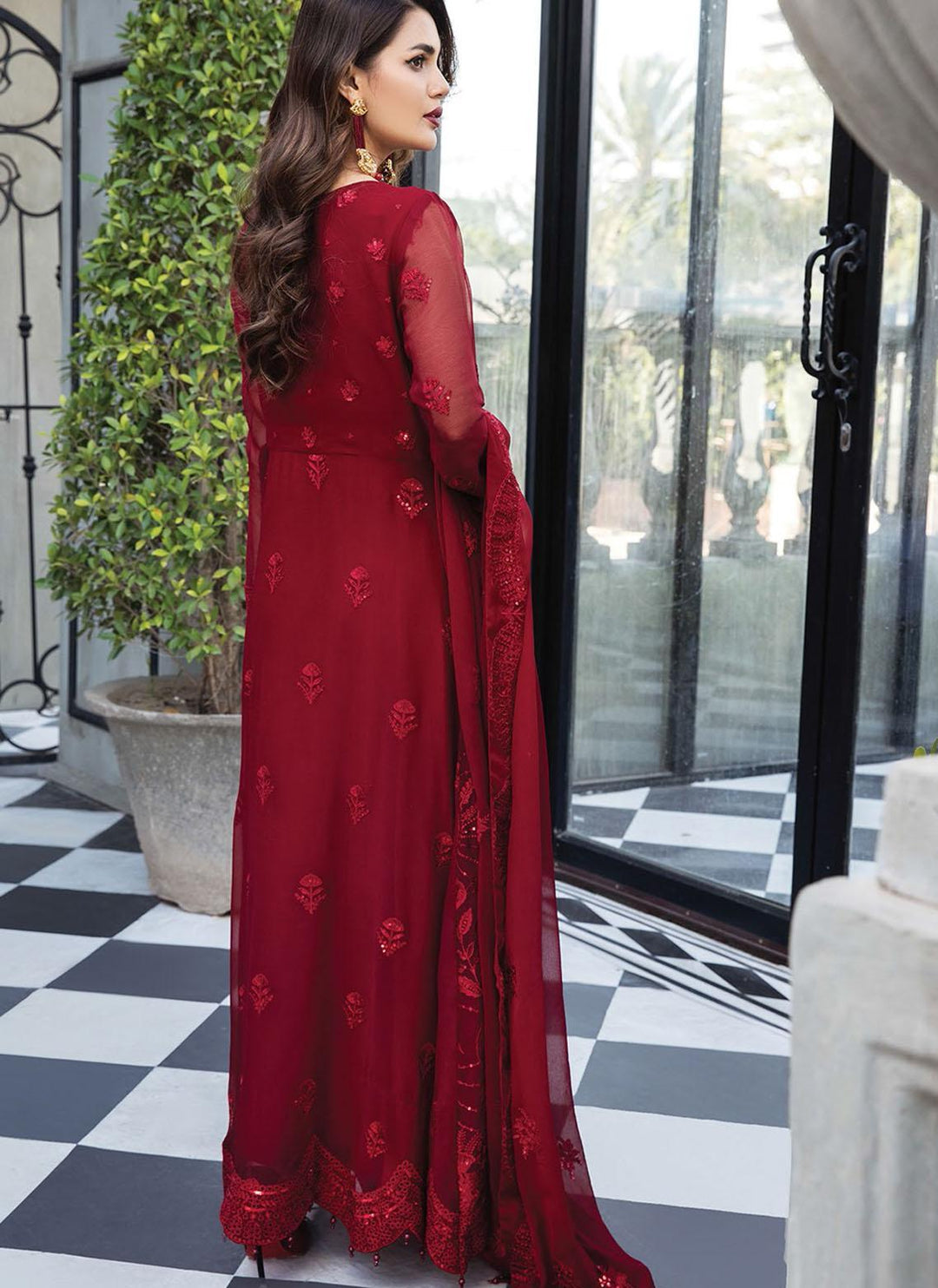 Mahyar By Alizeh Fashions Embroidered Chiffon Suits Unstitched 3 Piece AFB21-C5 01 Ruhe - Festive Collection