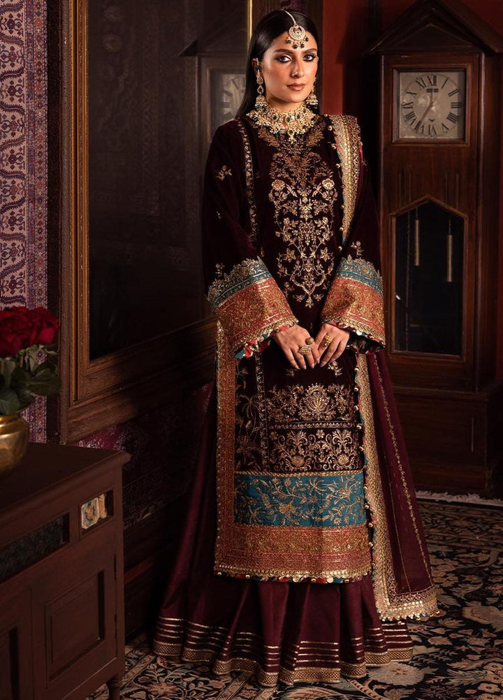 Makhmal By Asim Jofa Embroidered Velvet Suits Unstitched 3 Piece AJ23MK AJMM-09 - Wedding Collection