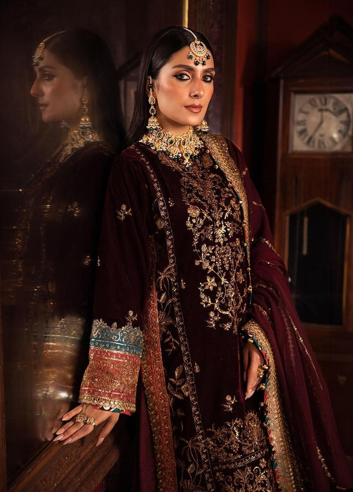 Makhmal By Asim Jofa Embroidered Velvet Suits Unstitched 3 Piece AJ23MK AJMM-09 - Wedding Collection
