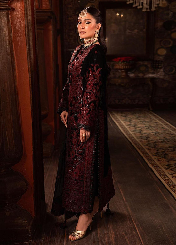 Makhmal By Asim Jofa Embroidered Velvet Suits Unstitched 3 Piece AJ23MK AJMM-12 - Wedding Collection