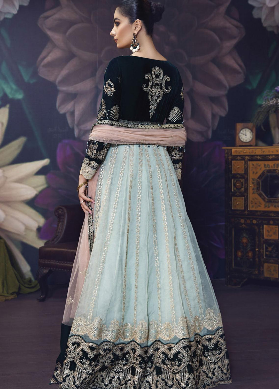 Makhmal By House of Nawab Embroidered Organza Suits Unstitched 3 Piece HON21MV 06 Manar - Wedding Formal Collection