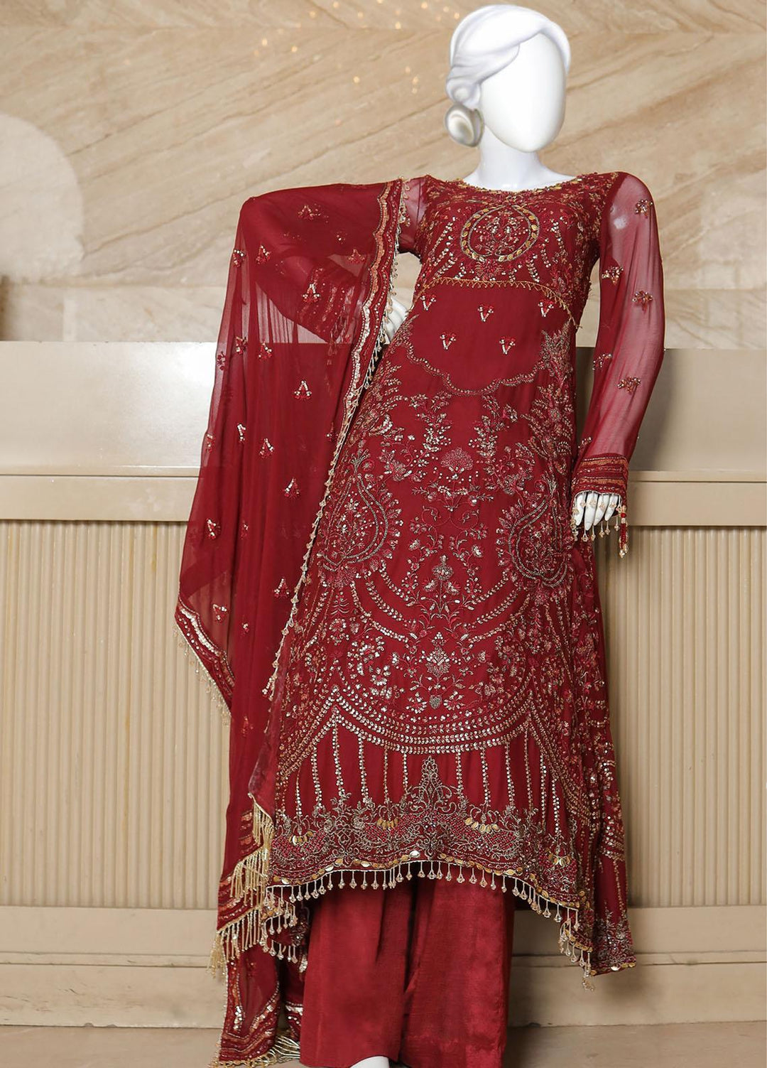 Malika Shahnaz Embroidered Chiffon Suits Unstitched 4 Piece MLS23UF D-04 - Festive Collection