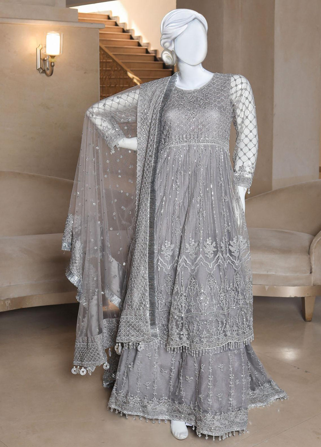 Malika Shahnaz Embroidered Net Suits Unstitched 4 Piece MLS23UF D-05 - Festive Collection