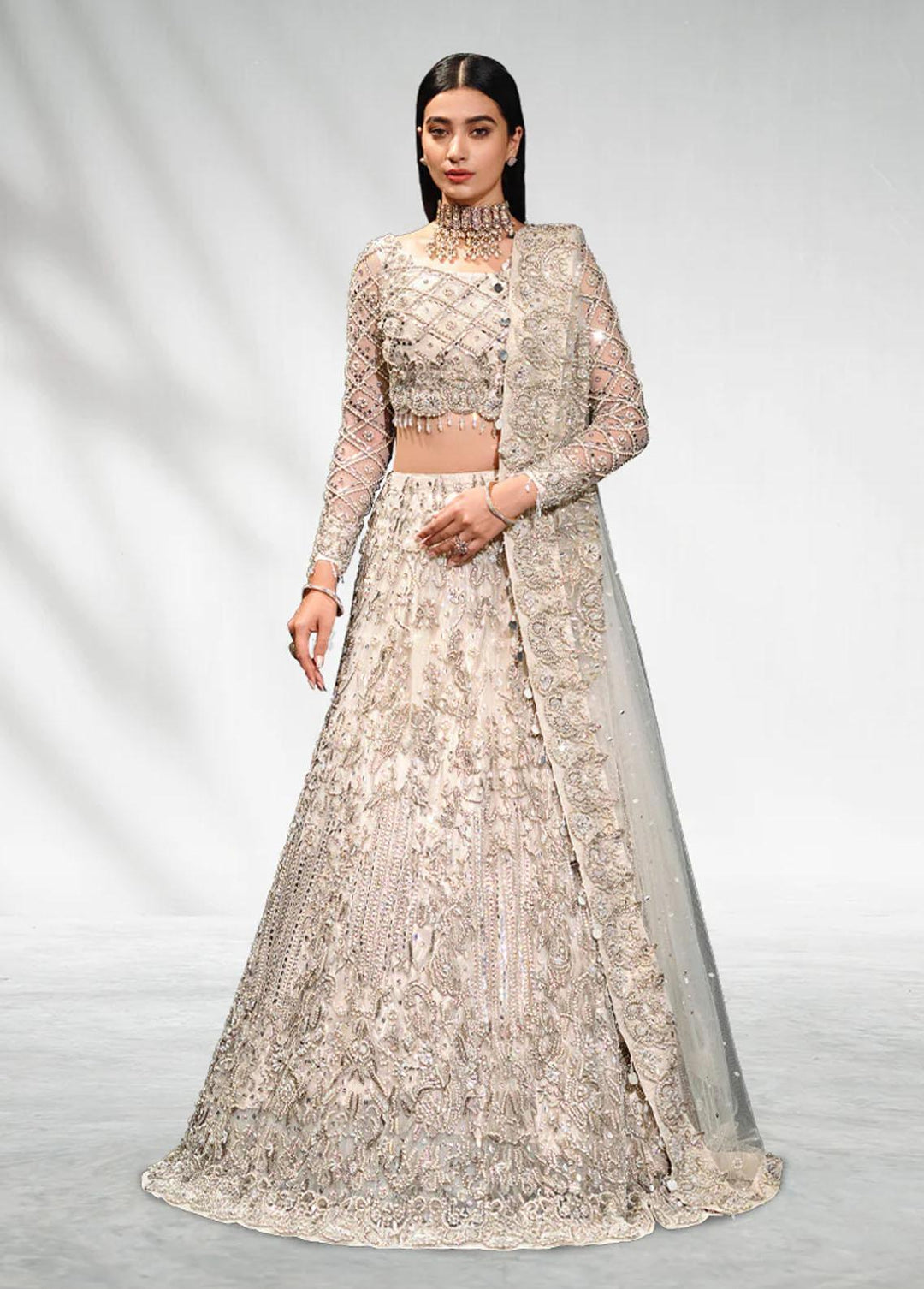 Malook By Shazia Ovais Pret Embroidered Net 3 Piece Suit MLK23B Mahtab