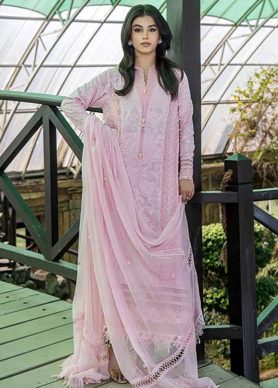 Malook By Shazia Ovais Pret Embroidered Khaadi Net 2 Piece Suit MLK23D Swan