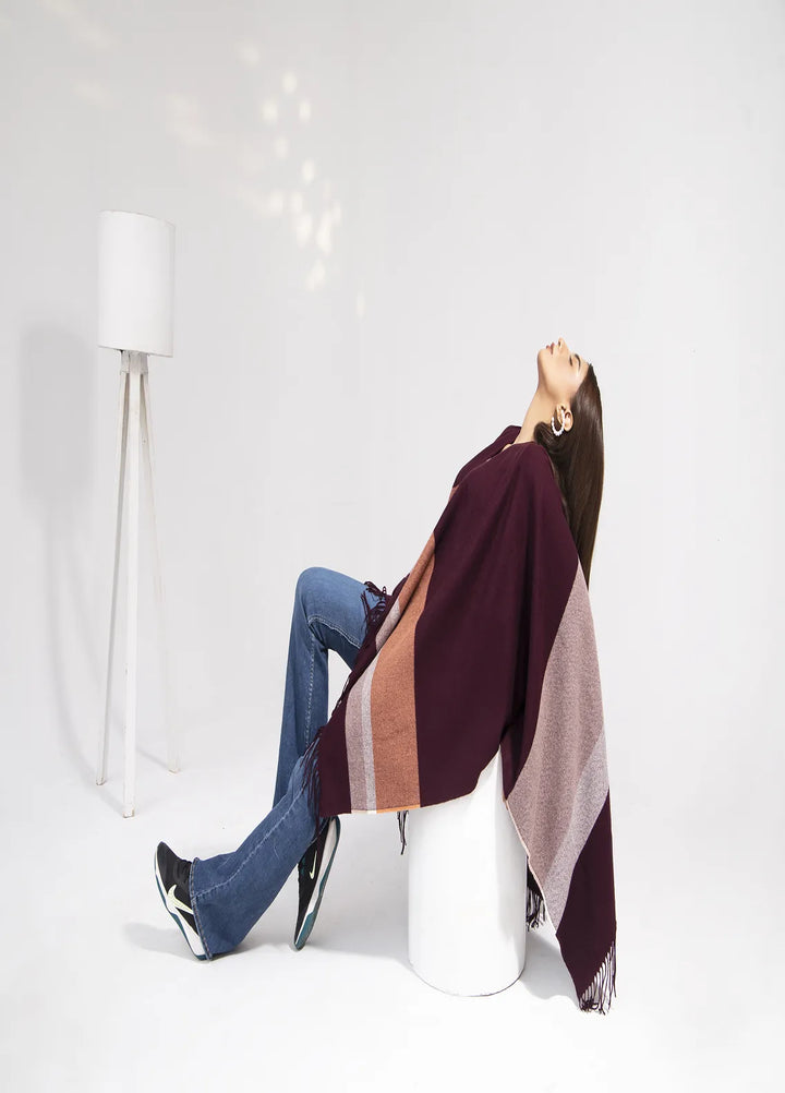 Manahils Polyester Luxury Cape Shawl 010