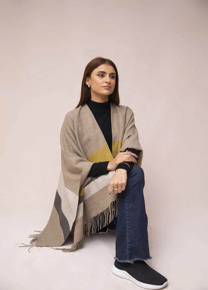 Manahils Polyester Luxury Cape Shawl 033