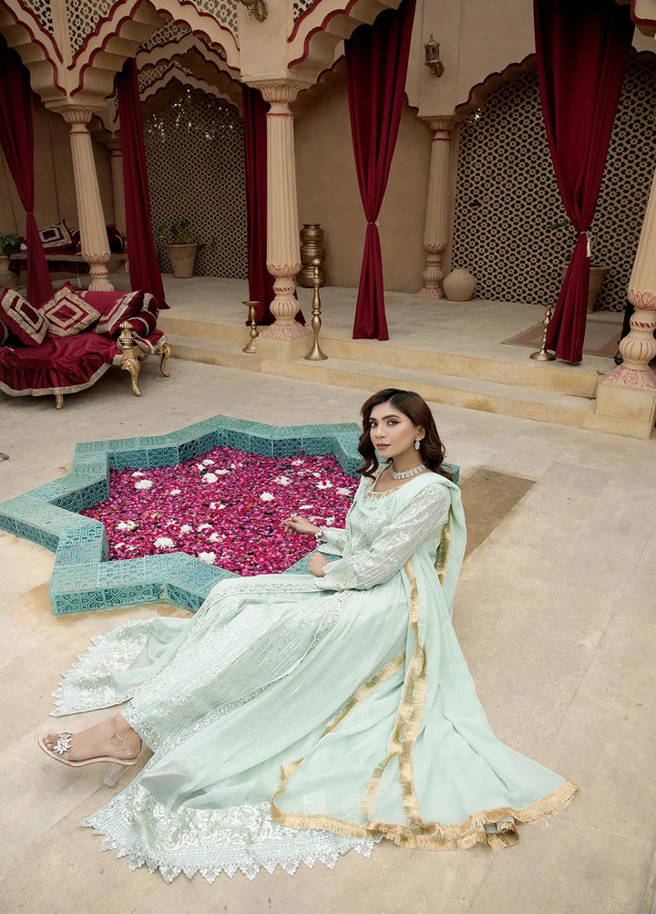 Manahils Pret Embroidered Chiffon 3 Piece Suit B-005-Aqua