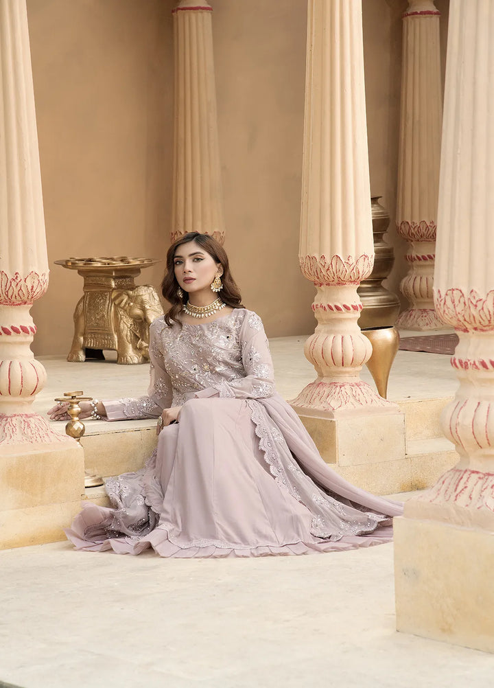 Manahils Pret Embroidered Chiffon 3 Piece Suit B 006 Lilac