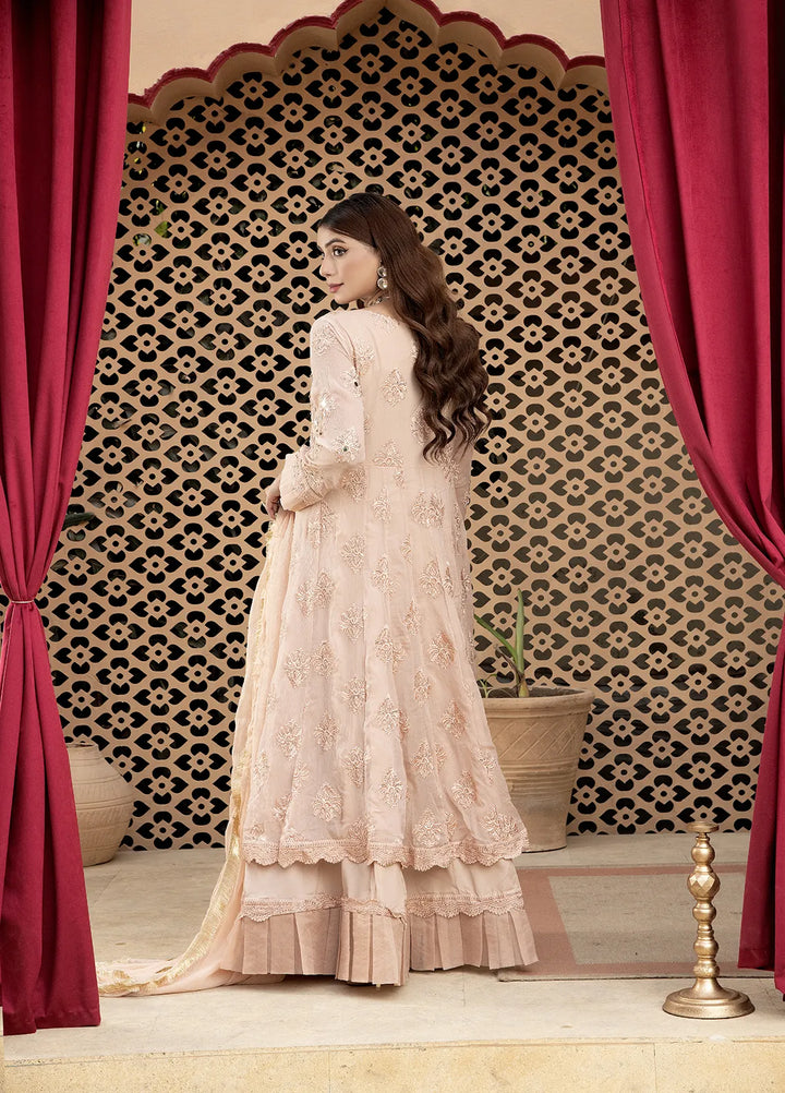 Manahils Pret Embroidered Chiffon 3 Piece Suit B 006 Peach