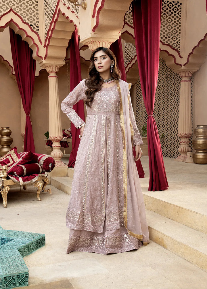 Manahils Pret Embroidered Chiffon 3 Piece Suit B-007-Lilac