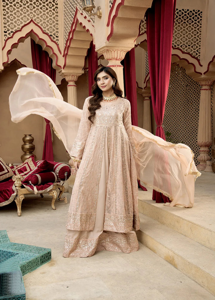 Manahils Pret Embroidered Chiffon 3 Piece Suit B-007-Peach