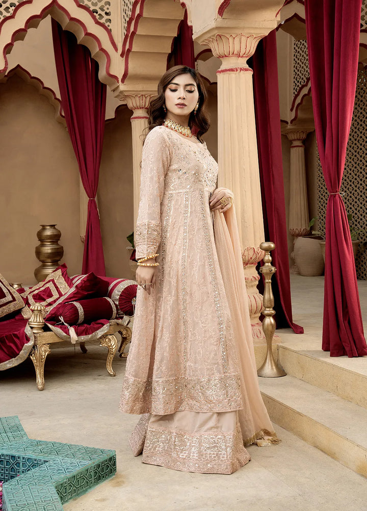 Manahils Pret Embroidered Chiffon 3 Piece Suit B-007-Peach