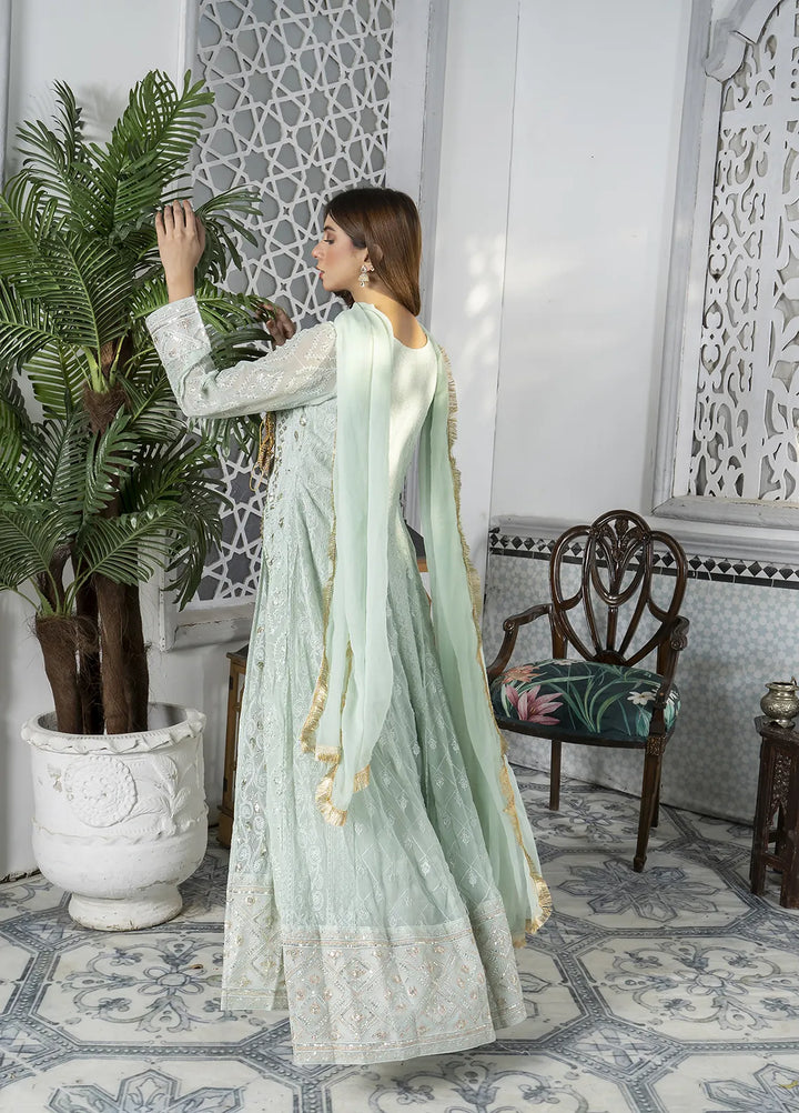 Manahils Pret Embroidered Chiffon 3 Piece Suit Kurti-099-Green