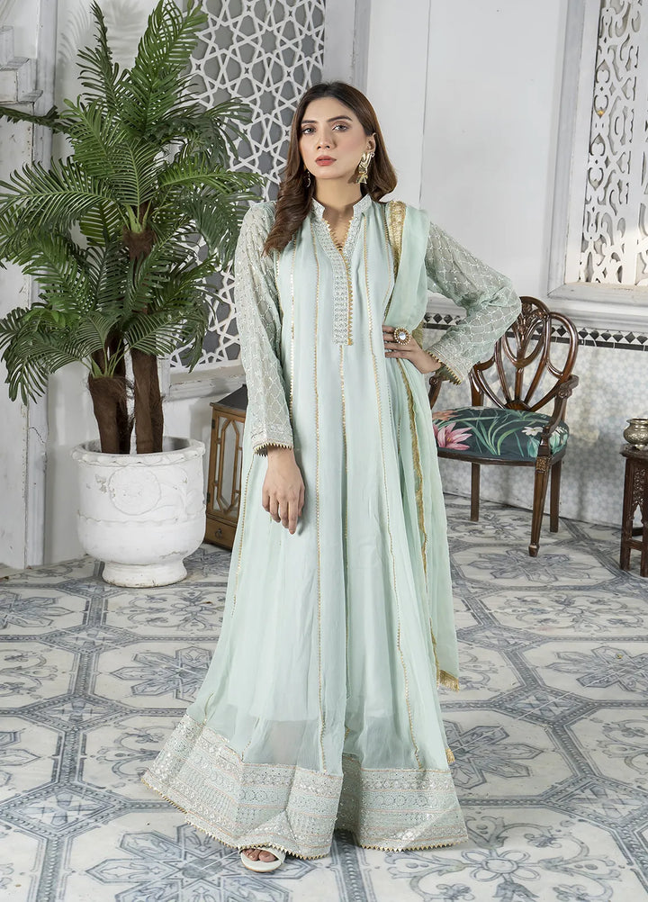 Manahils Pret Embroidered Chiffon 3 Piece Suit Kurti-106-Green