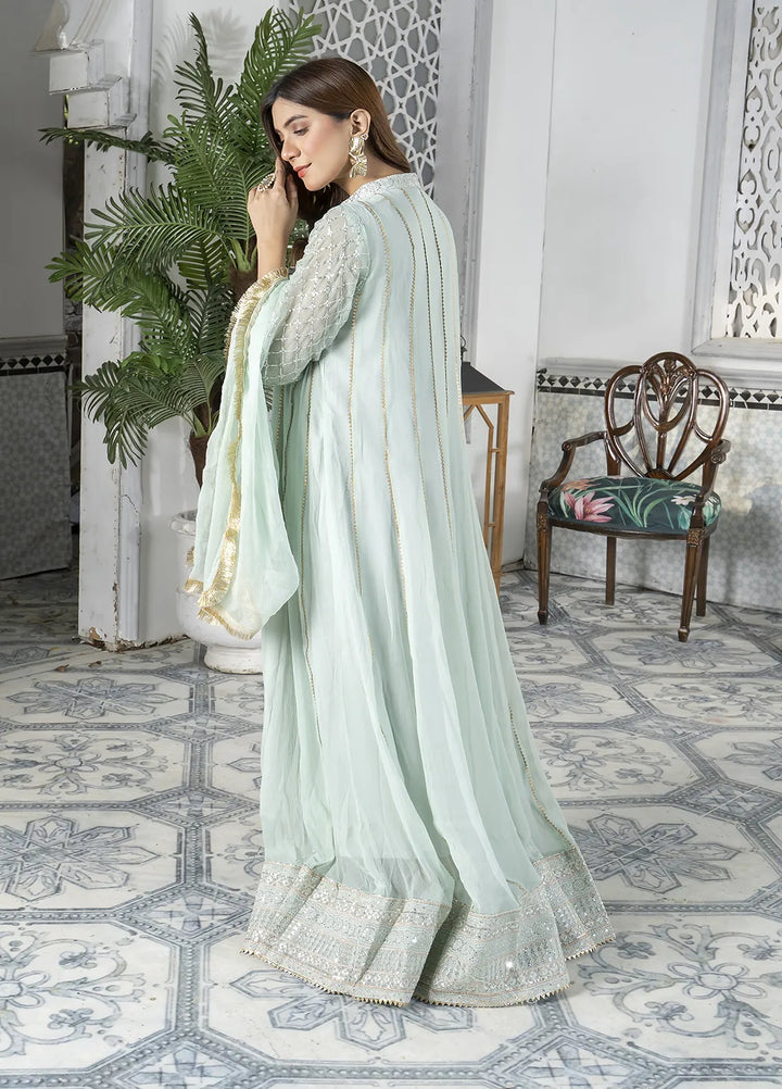 Manahils Pret Embroidered Chiffon 3 Piece Suit Kurti-106-Green